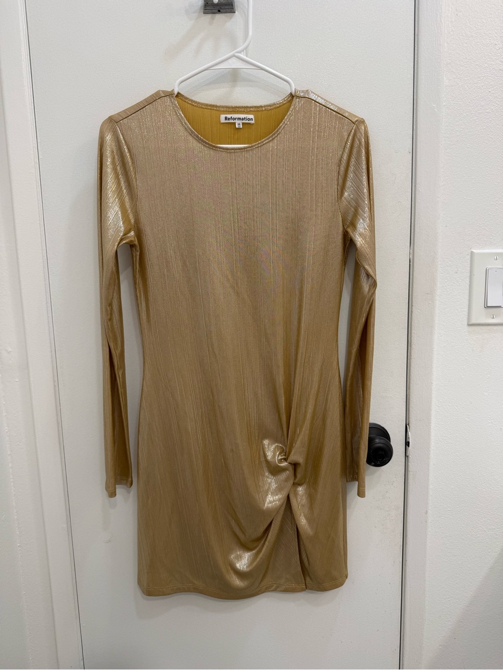 Reformation Women's Metallic Gold Long-Sleeve Dress